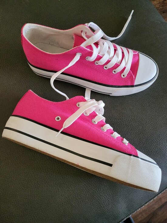 Shoes - Bright Pink Platform Sneakers
